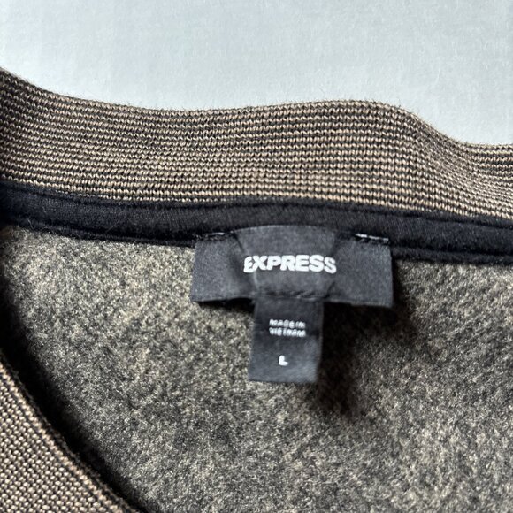 Express Men’s Brown Pullover Fleece Size Large - Picture 3 of 7